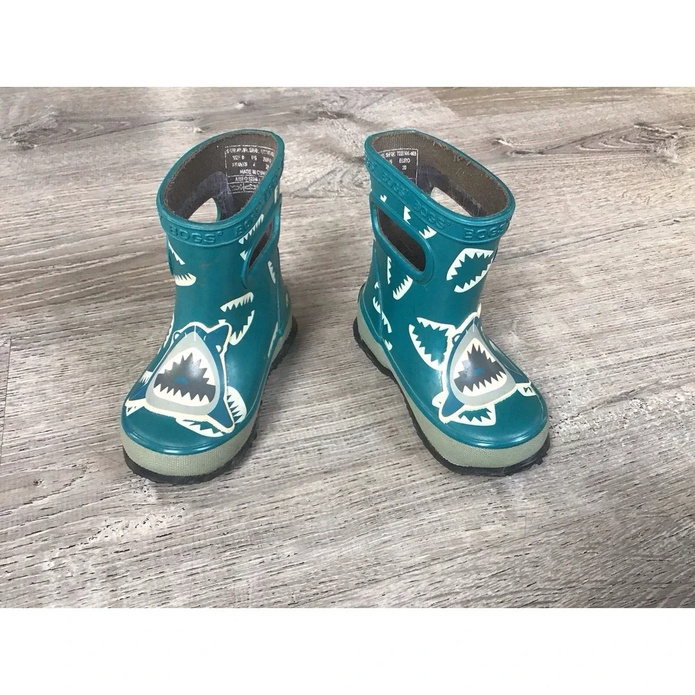 Bogs Shark Skipper Infant Size 4 Rain Boots Blue Slip On Boot